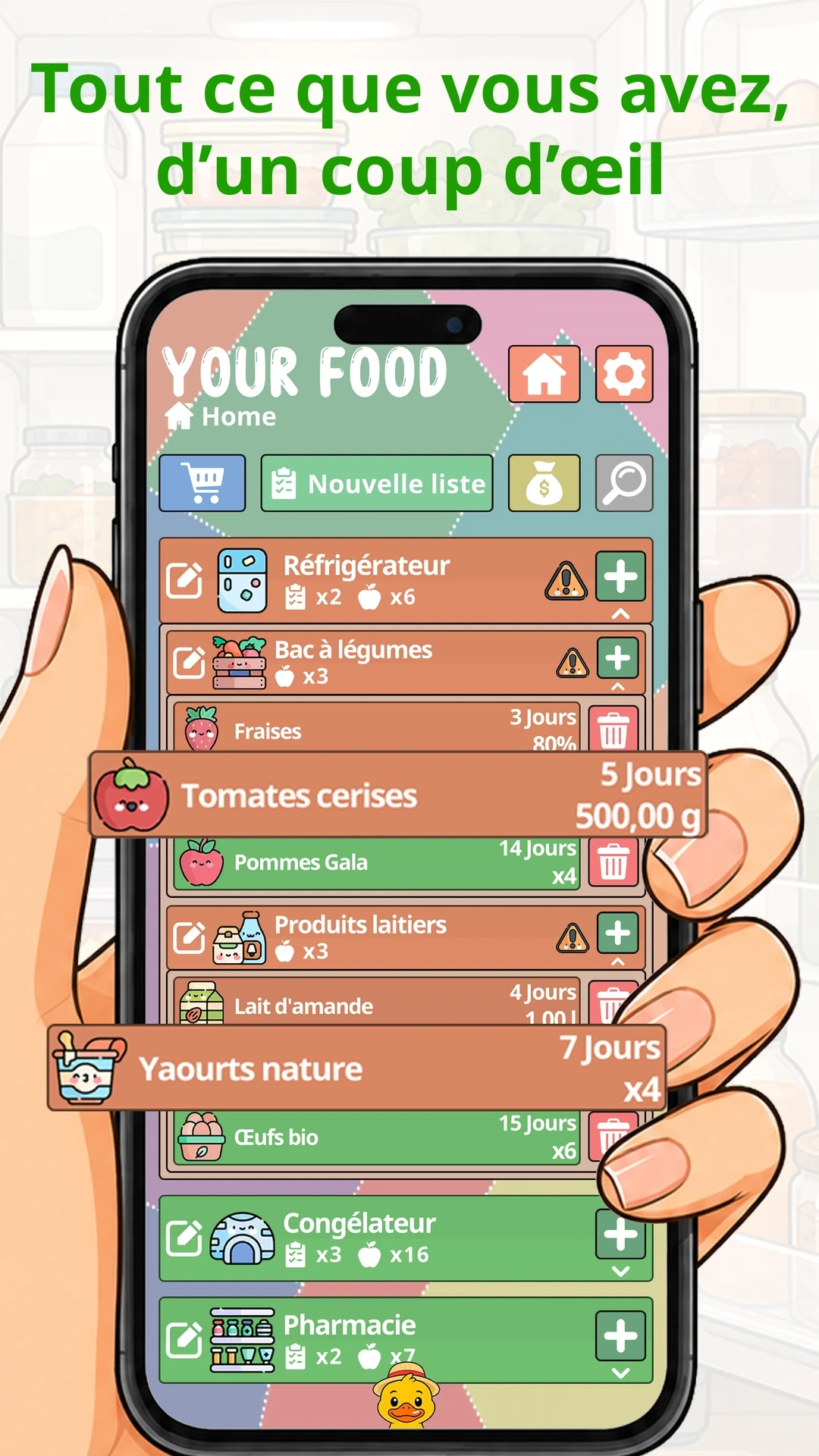 Tout ce que vous avez, d’un coup d’œil — Your Food sur téléphone