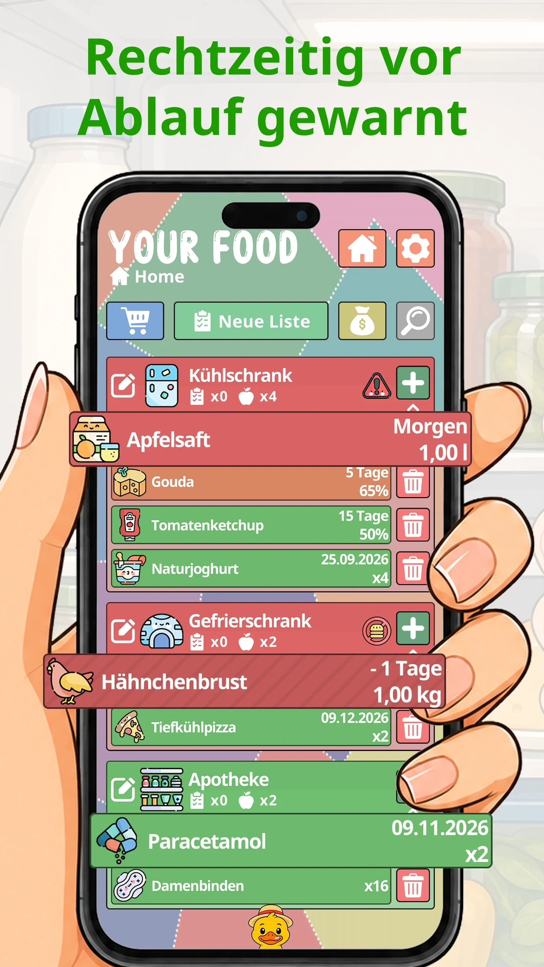 Rechtzeitig vor Ablauf gewarnt — Your Food auf dem Smartphone