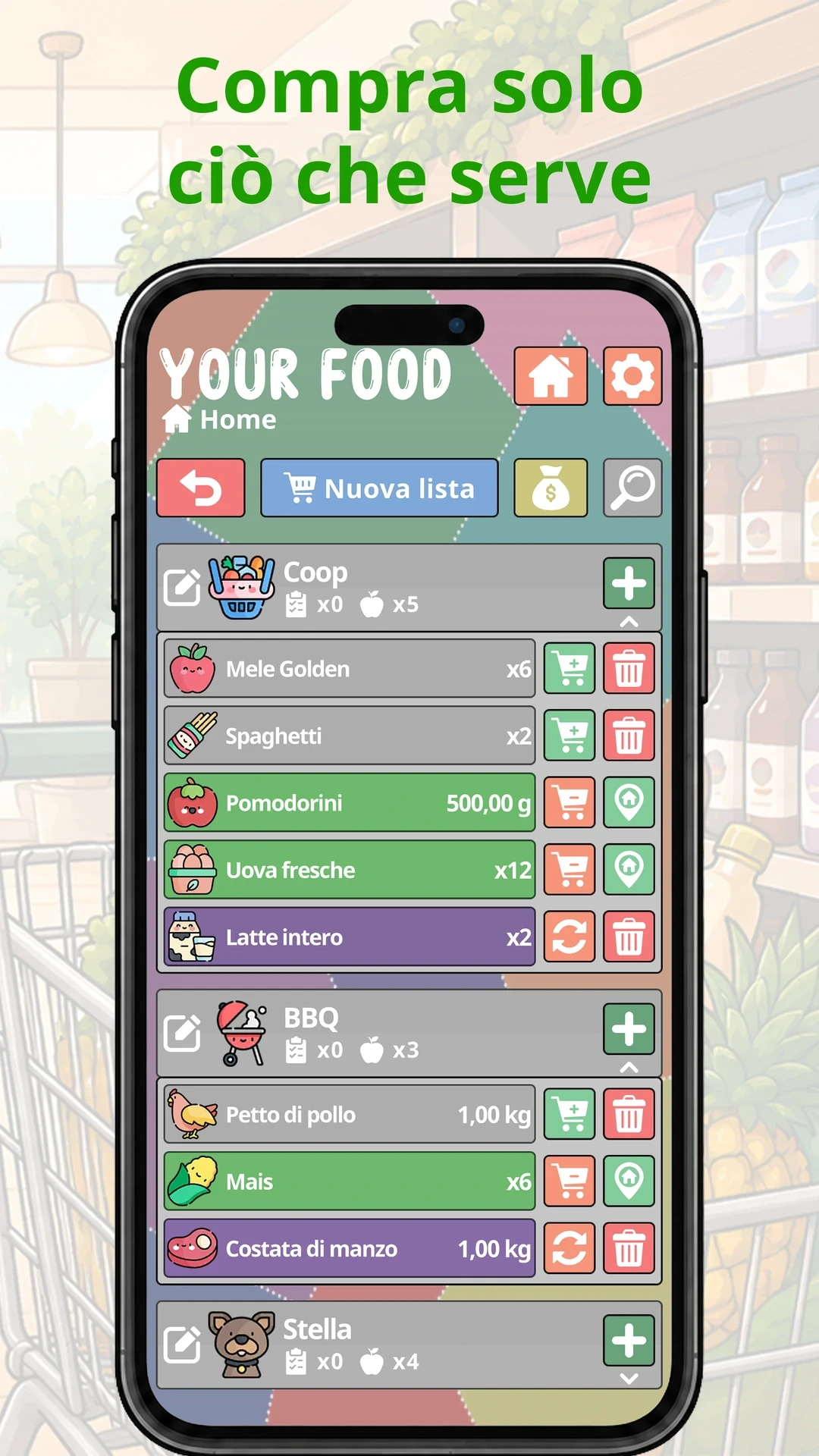 Compra solo quello che ti serve, Your Food su Telefono