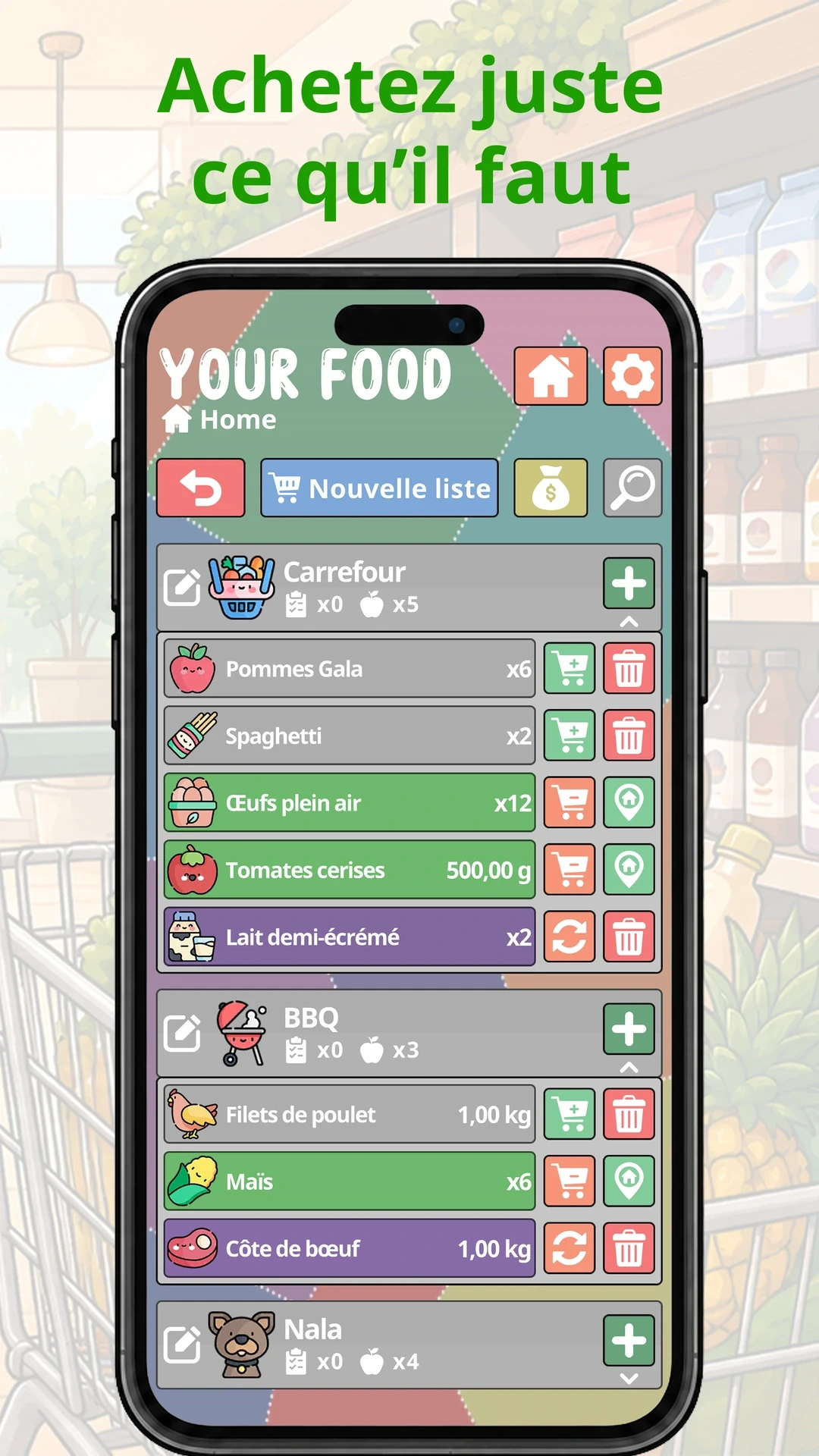 Achetez juste ce qu’il faut — Your Food sur téléphone