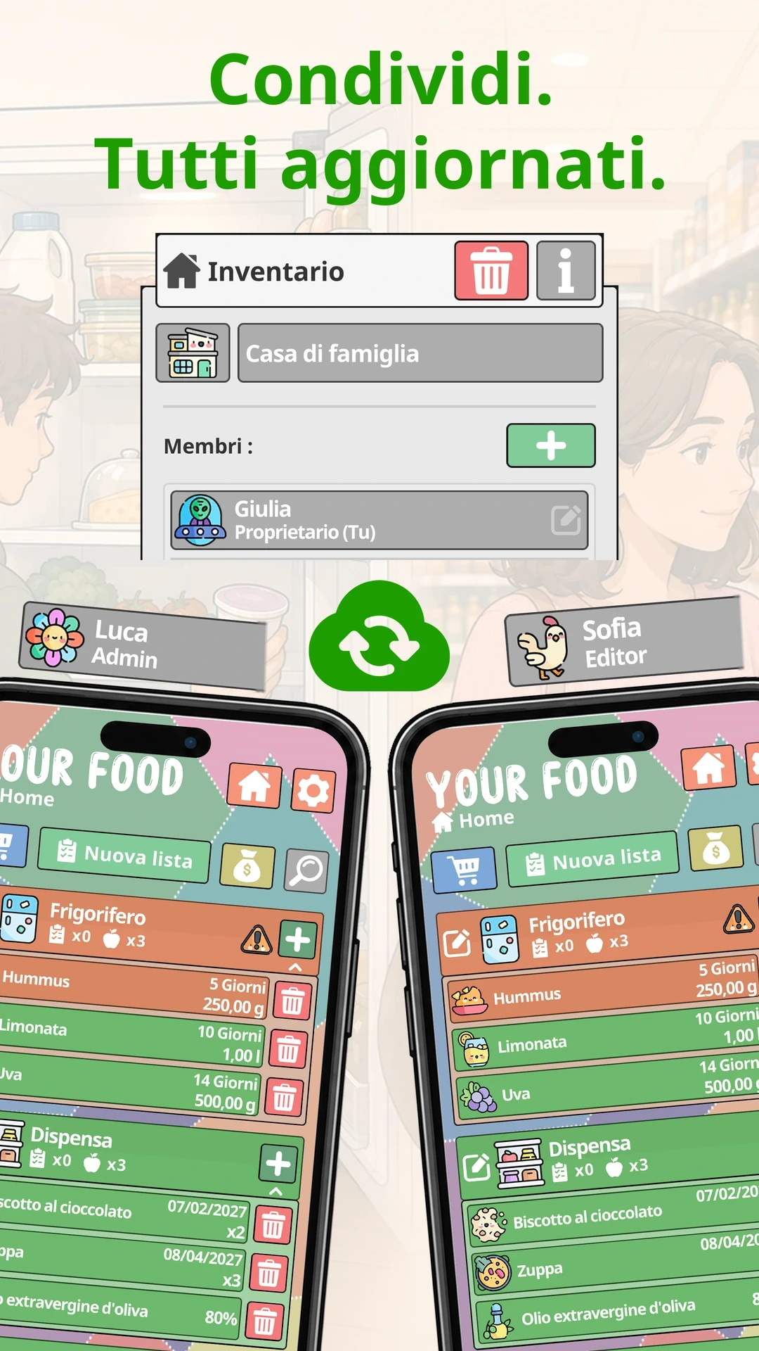 Condividi e resta aggiornato, Your Food su Telefono