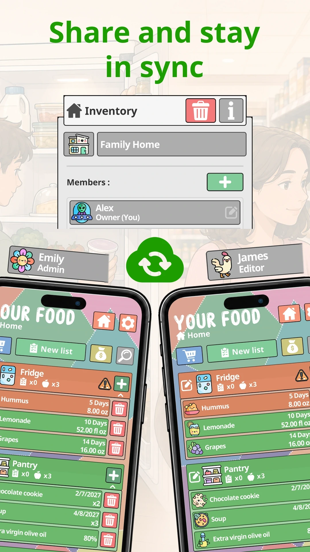 Share and stay in sync, Your Food on a Phone