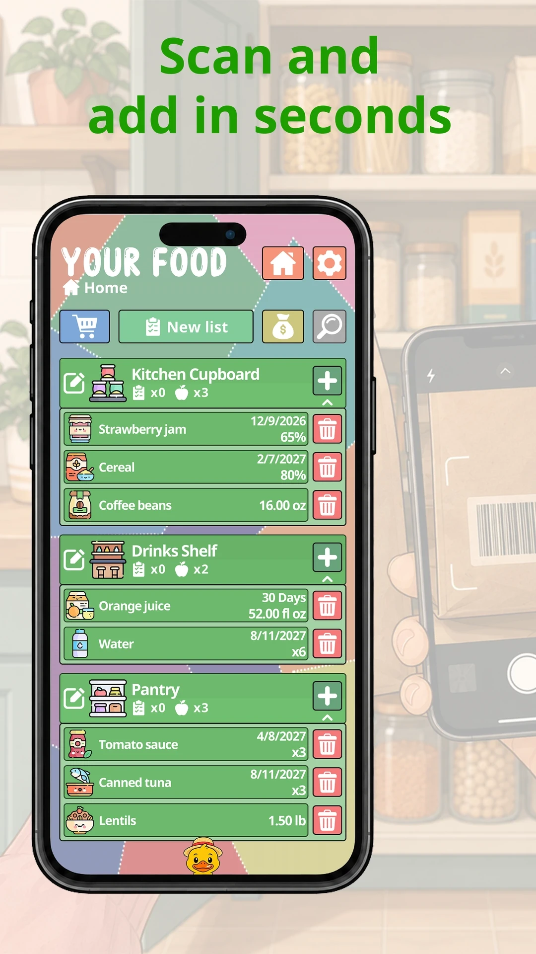 Scan and add in seconds, Your Food on a Phone