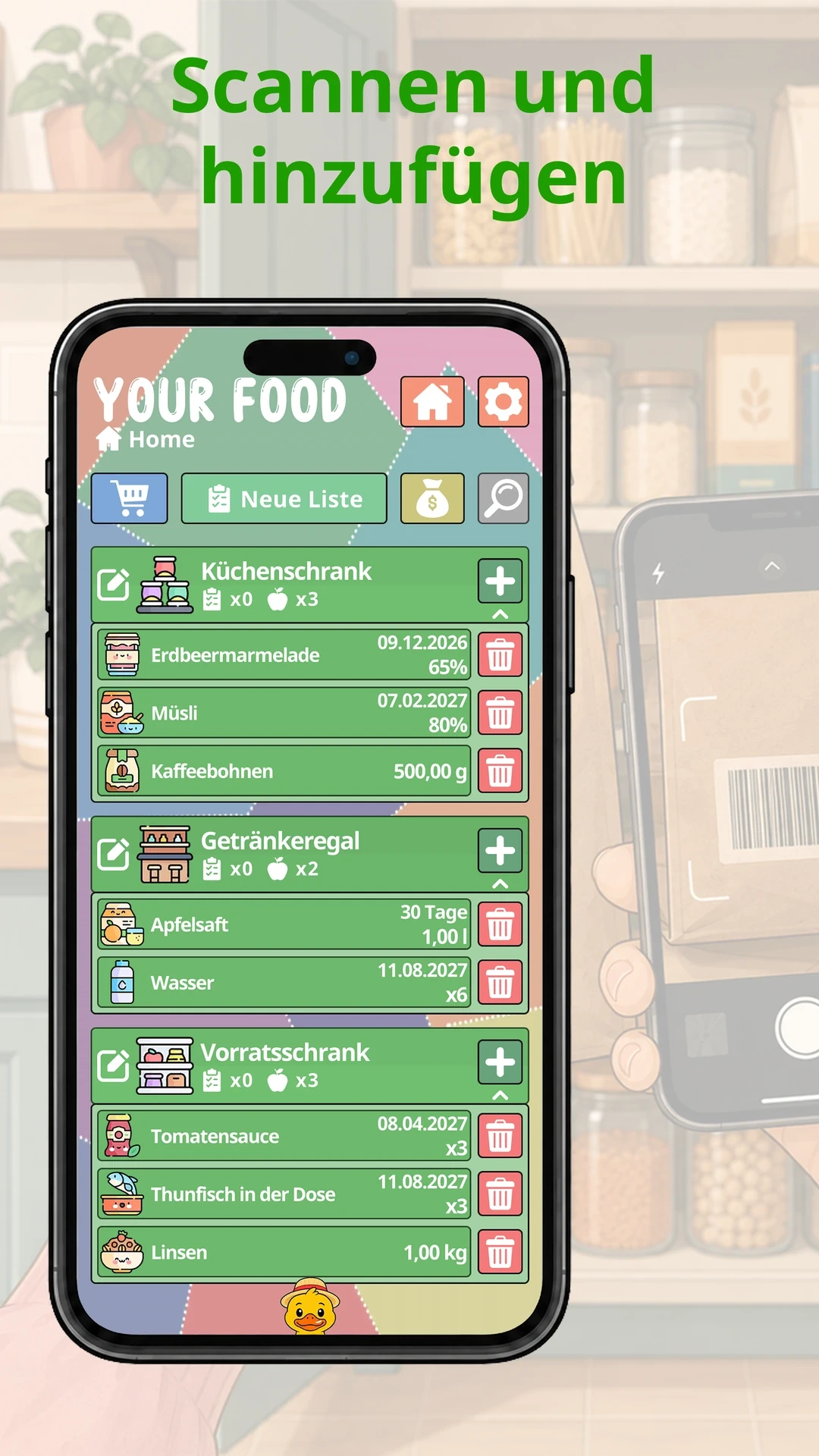 Scannen und hinzufügen — Your Food auf dem Smartphone
