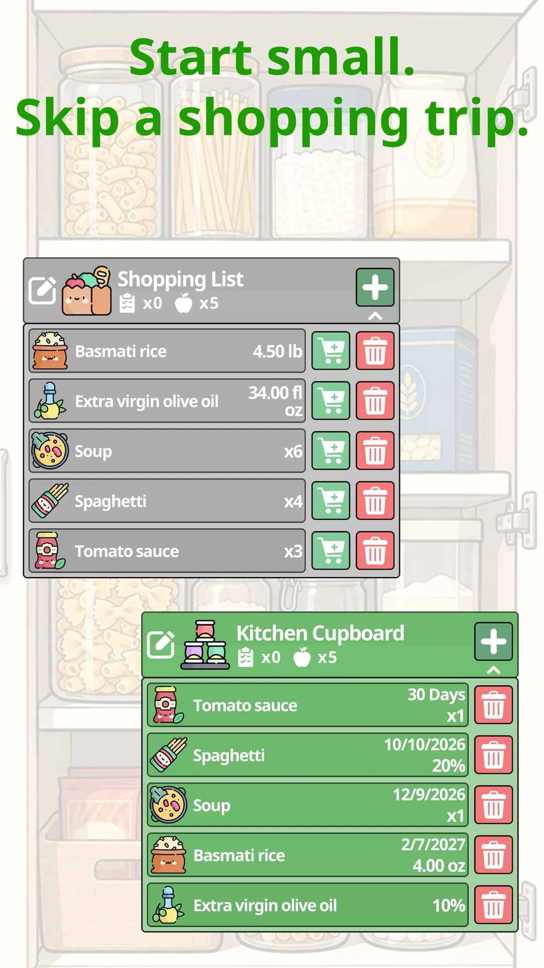 Start small. Skip a shopping trip., Your Food on a Phone