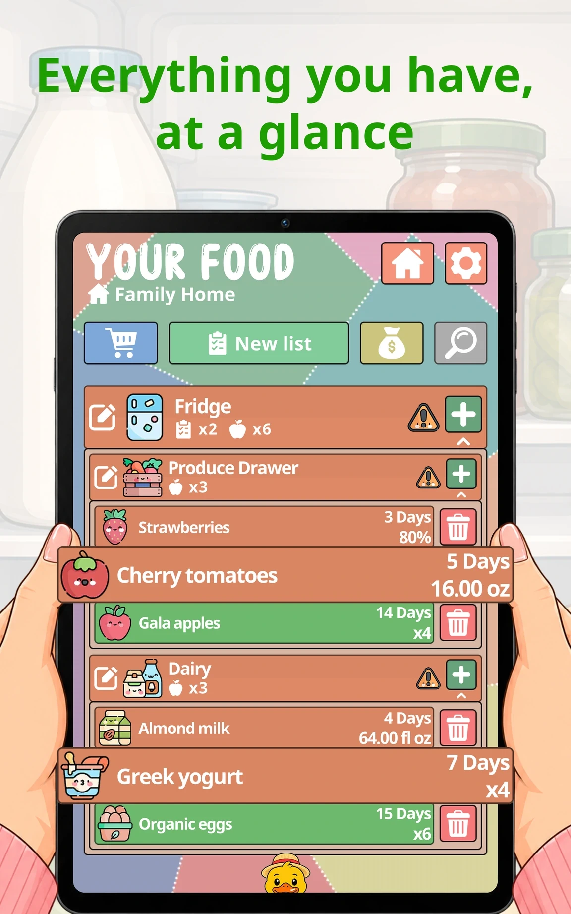 Everything you have, at a glance, Your Food on a Tablet