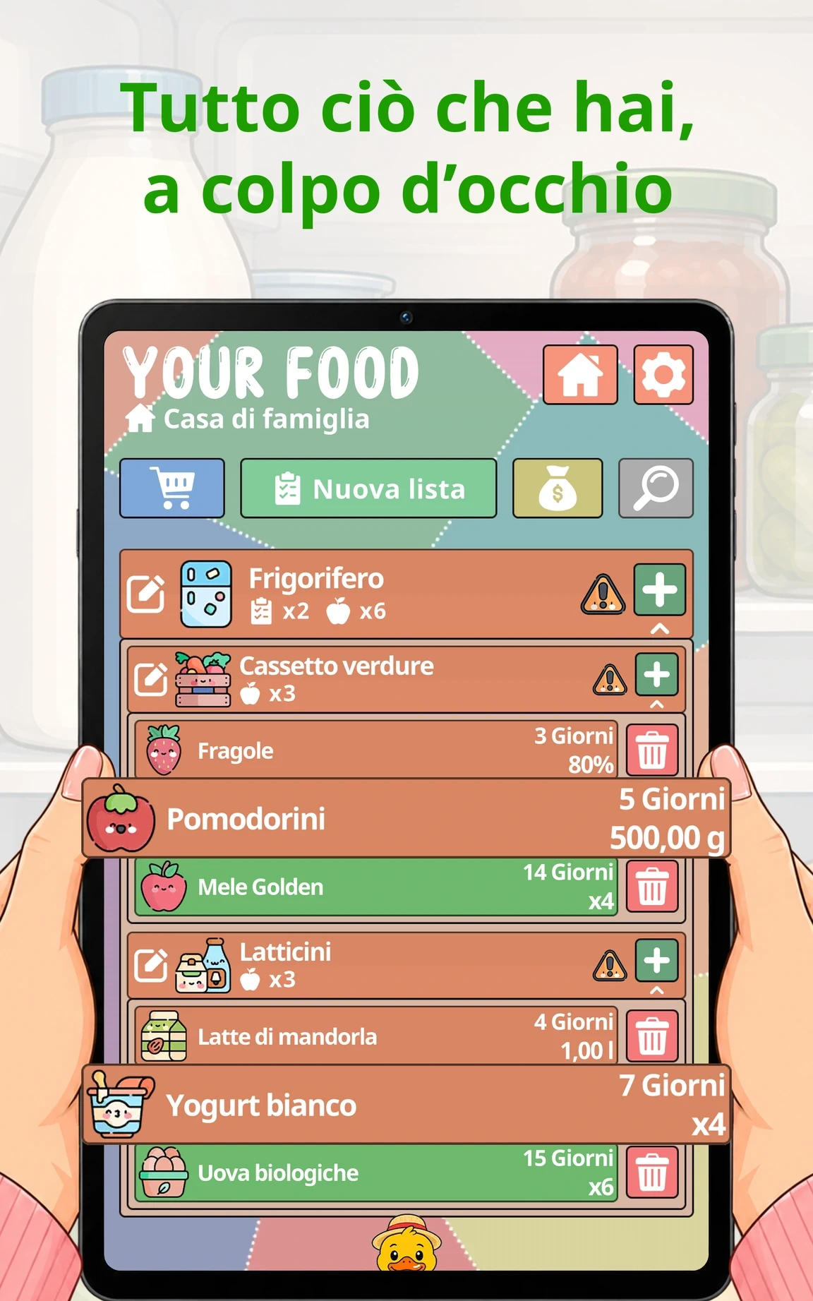 Tutto quello che hai, in un colpo d’occhio, Your Food su Tablet