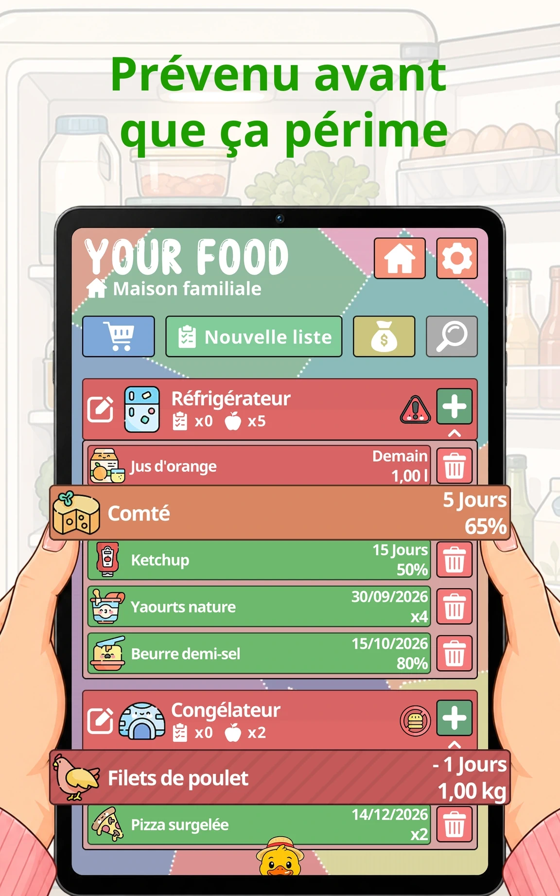 Prévenu avant que ça périme — Your Food sur tablette