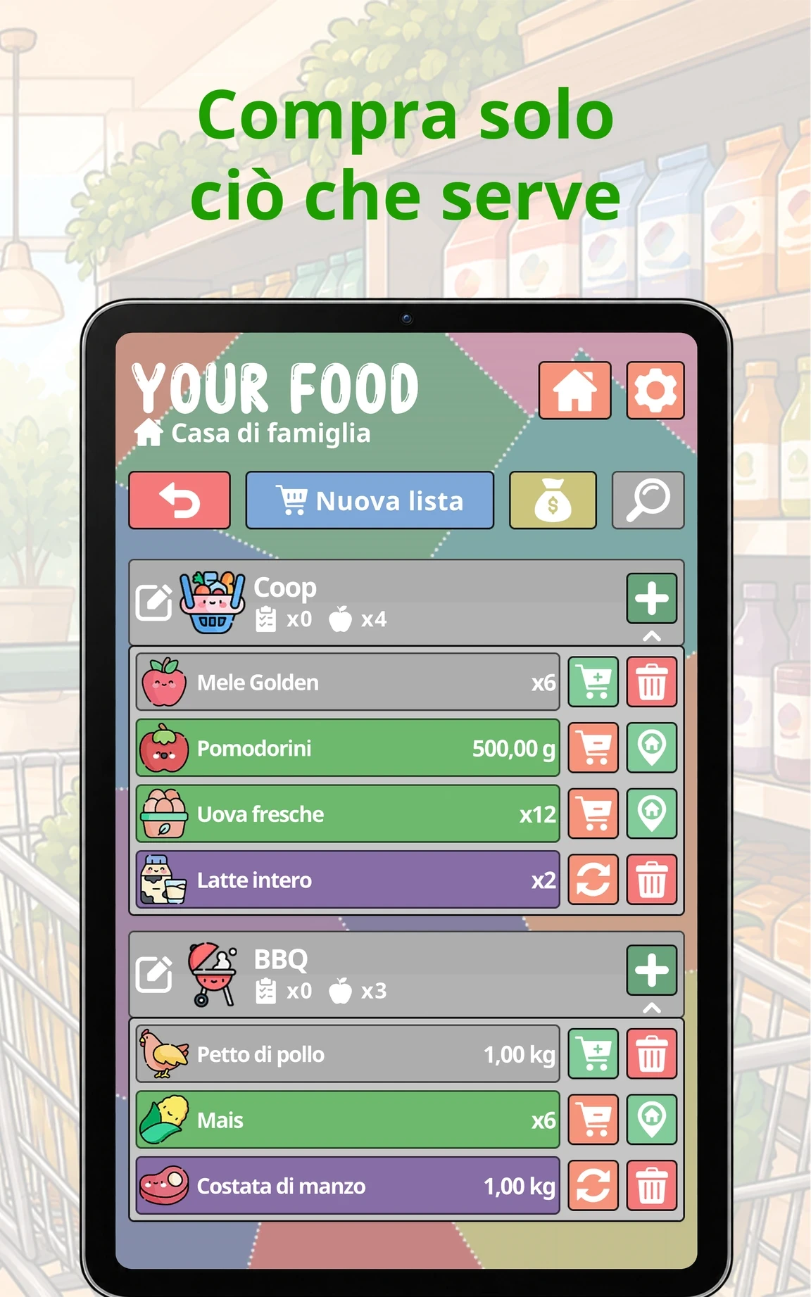 Compra solo quello che ti serve, Your Food su Tablet