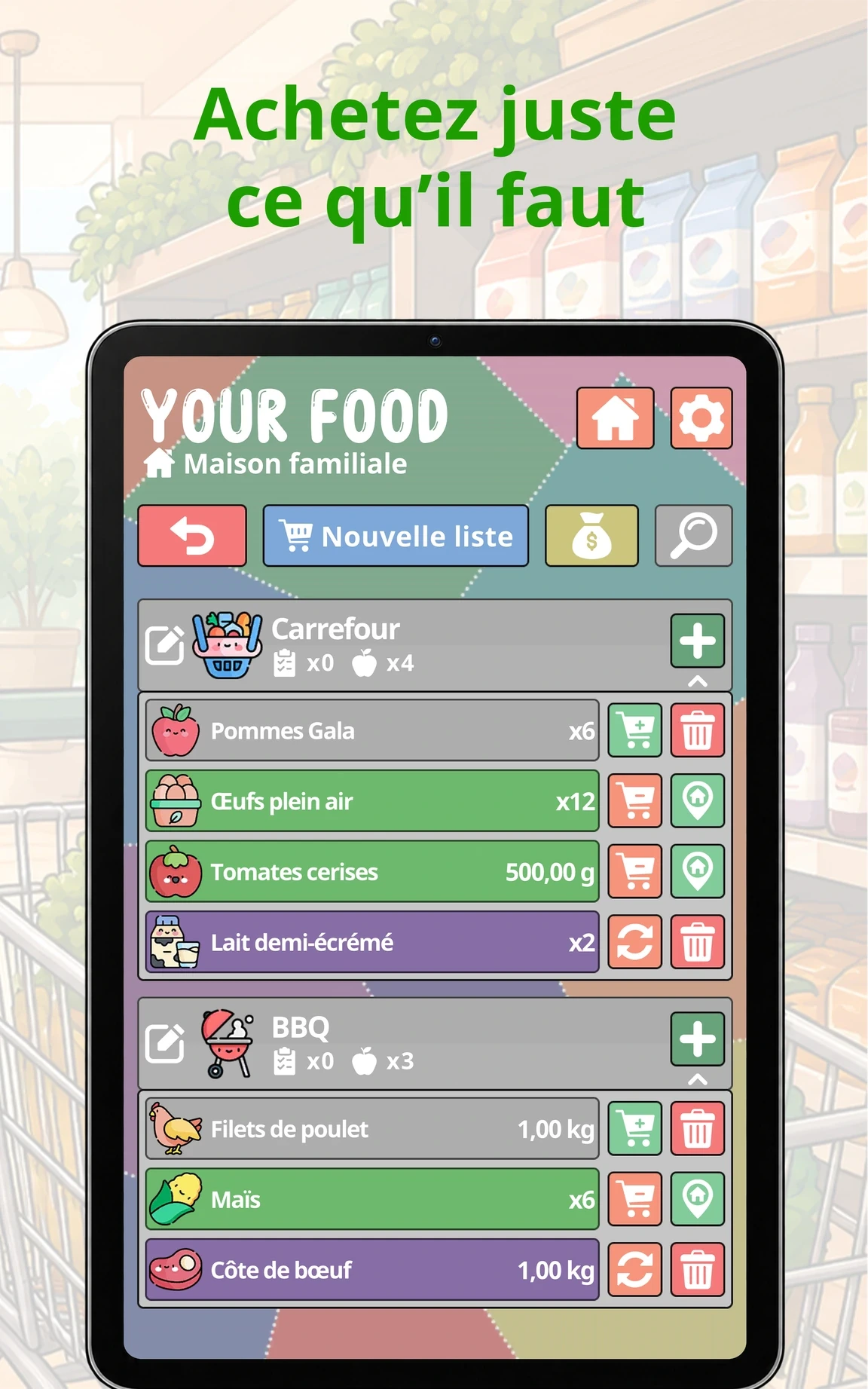 Achetez juste ce qu’il faut — Your Food sur tablette