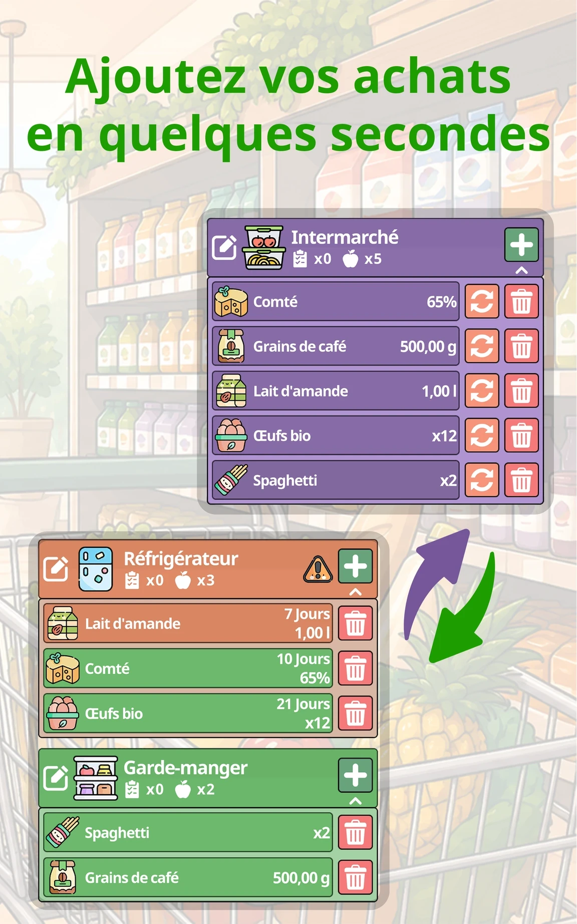 Ajoutez vos achats en quelques secondes — Your Food sur tablette