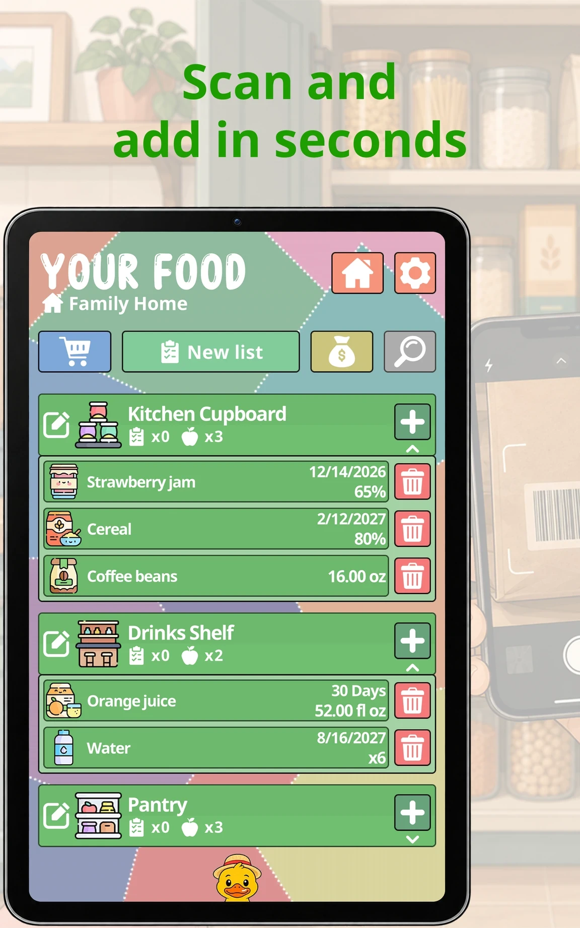 Scan and add in seconds, Your Food on a Tablet